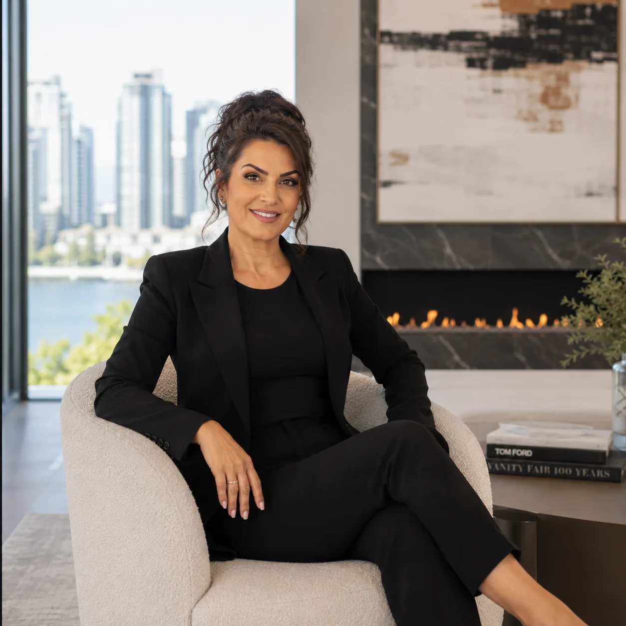 Angela with a bright home exterior for buyer and seller guidance